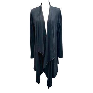 DKNY BLACK CASHMERE DRAPE WATERFALL FRONT COZY OPEN CARDIGAN - NWT